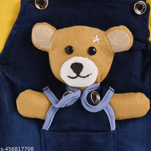 Cotton Dungaree Set | Yellow T-Shirt & Denim Blue Overalls with Teddy